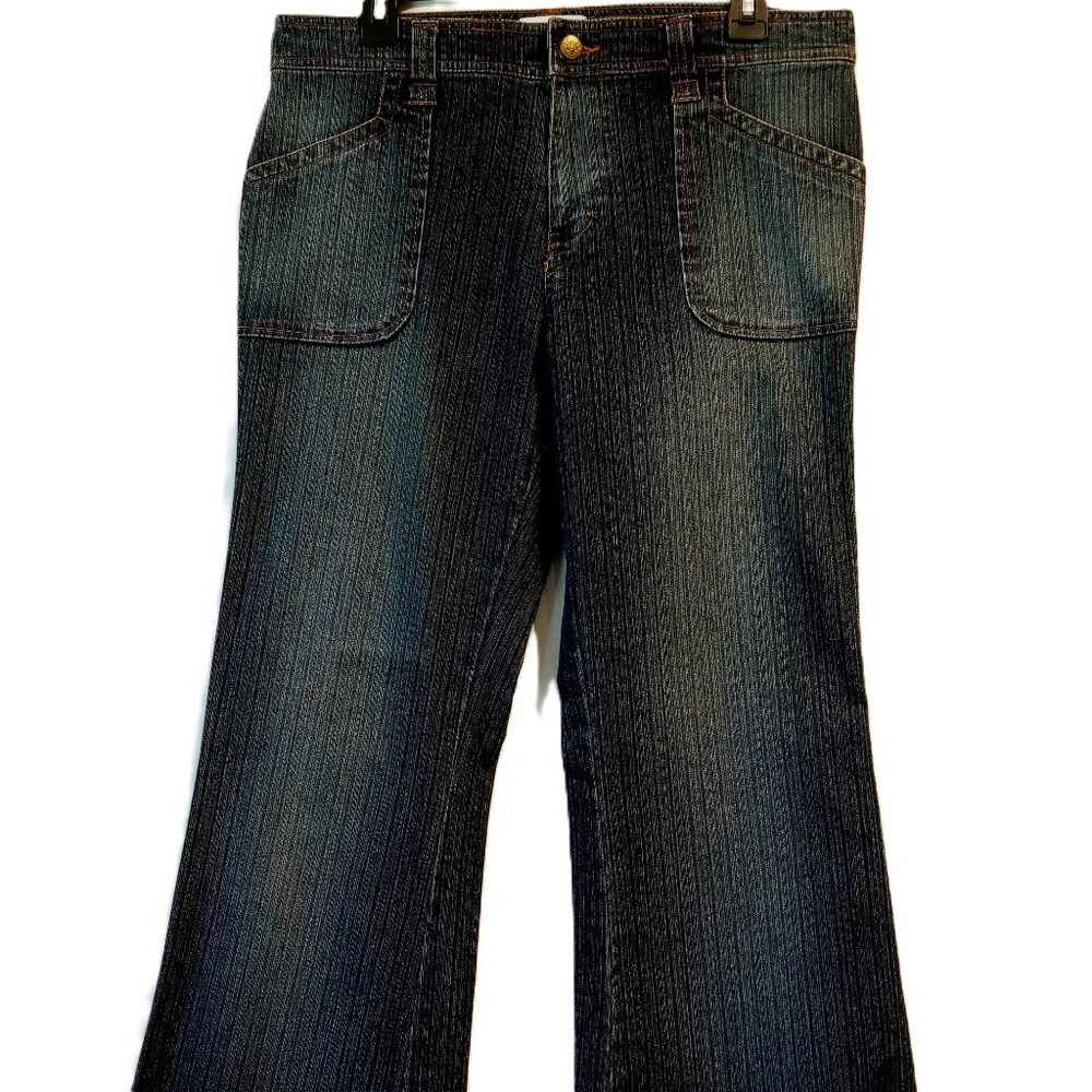 George & Martha Jeans sz 10  Wide Leg  Bell Bottom  Flare  Back Flap Pkts  EXC